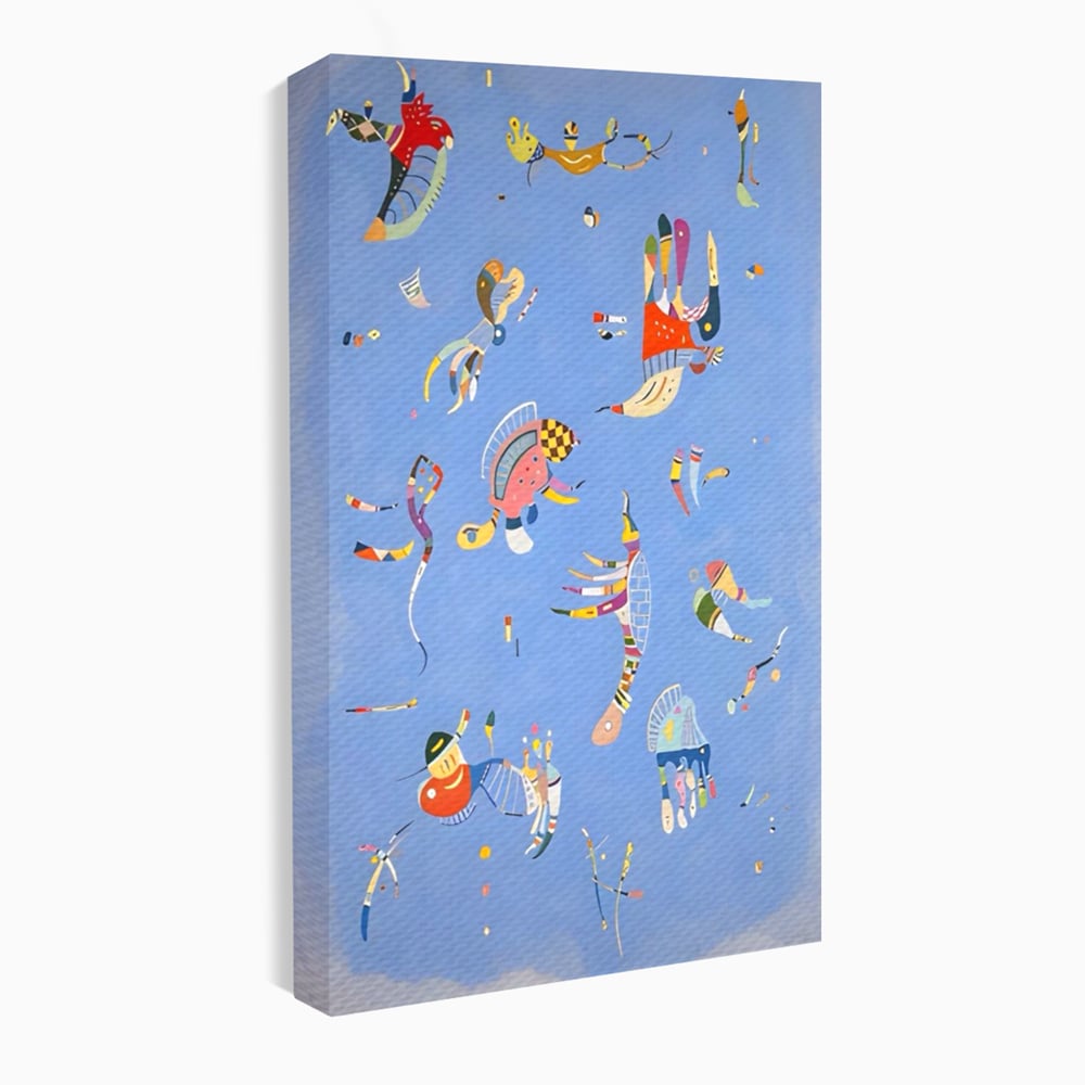 Tablou canvas cu tablou canvas cu animale acvatice stilizate, fara rama, pe sasiu de lemn